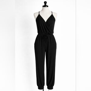 Black Sleeveless Jumpsuit with Elastic Waist